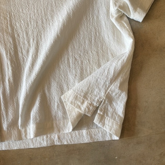 SOLD Short Sleeve Button Down Crop Top Linen Like Material - Picture 10 of 14